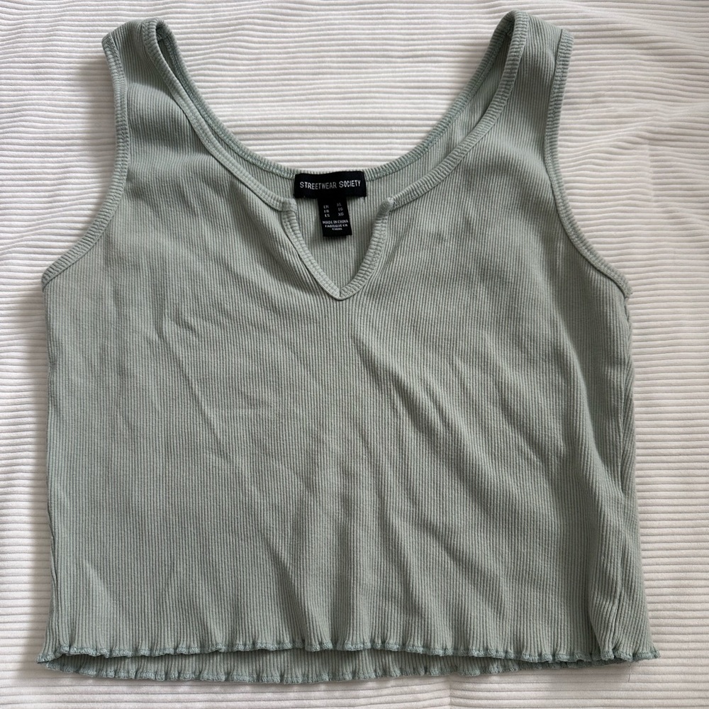 Cute Sage Green Cropped Tank